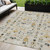 5' X 8' Beige Gold Black And Gray Nutcracker Washable Indoor Outdoor Area Rug