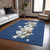 10' X 14' Navy Blue Beige Ivory And Taupe Presents Washable Indoor Outdoor Area Rug
