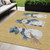 5' X 8' Gold Denim Blue And Ivory Snowmen Washable Indoor Outdoor Area Rug
