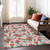 5' X 8' Beige Red Black Pink And Brown Floral Washable Indoor Outdoor Area Rug