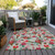 5' X 8' Beige Red Black Pink And Brown Floral Washable Indoor Outdoor Area Rug
