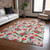 5' X 8' Beige Red Black Pink And Brown Floral Washable Indoor Outdoor Area Rug