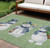 10' X 14' Artichoke Green Denim Blue And Ivory Snowmen Washable Indoor Outdoor Area Rug