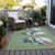 10' X 14' Artichoke Green Denim Blue And Ivory Snowmen Washable Indoor Outdoor Area Rug
