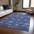 5' X 8' Navy Blue Ivory And Sky Blue Snowflake Washable Indoor Outdoor Area Rug