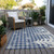 10' X 14' Blue Ivory And Gray Plaid Washable Indoor Outdoor Area Rug