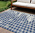 10' X 14' Blue Ivory And Gray Plaid Washable Indoor Outdoor Area Rug