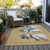 10' X 14' Gold Denim Blue And Ivory Snowmen Washable Indoor Outdoor Area Rug