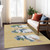 10' X 14' Gold Denim Blue And Ivory Snowmen Washable Indoor Outdoor Area Rug