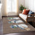 3' X 5' Brown Denim Blue And Ivory Snowmen Washable Indoor Outdoor Area Rug