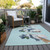 10' X 14' Sky Blue Denim Blue And Ivory Snowmen Washable Indoor Outdoor Area Rug