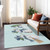 10' X 14' Sky Blue Denim Blue And Ivory Snowmen Washable Indoor Outdoor Area Rug
