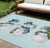 10' X 14' Sky Blue Denim Blue And Ivory Snowmen Washable Indoor Outdoor Area Rug