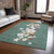 10' X 14' Pale Aqua Beige Ivory And Taupe Presents Washable Indoor Outdoor Area Rug