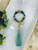 Glass Bead and Faux Leather Tassel Keychain Bracelet