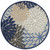 8' Round Blue And Gray Round Floral Indoor Outdoor Area Rug
