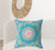 28" X 28" Blue And Green Broadcloth Floral Throw Pillow