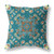 20" X 20" Green And Red Broadcloth Floral Throw Pillow