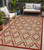 4' X 6' Red And Ivory Geometric Indoor Outdoor Area Rug