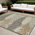 7' X 10' Gray And Ivory Floral Indoor Outdoor Area Rug