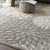 7' X 10' Gray And Ivory Floral Indoor Outdoor Area Rug