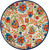 8' Round Green And Ivory Round Floral Indoor Outdoor Area Rug