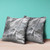 20x20 Silver Black Deer Blown Seam Broadcloth Animal Print Throw Pillow