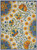 7' X 10' Ivory And Blue Floral Stain Resistant Indoor Outdoor Area Rug