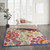7' X 10' Red And Ivory Floral Indoor Outdoor Area Rug