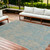 8' X 11' Teal Machine Woven Abstract Strokes Indoor Outdoor Area Rug