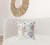 20" X 20" Off White And Sky Blue Broadcloth Floral Throw Pillow