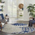 8' Round Ivory And Blue Round Floral Indoor Outdoor Area Rug