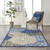 6' X 9' Blue And Gray Floral Indoor Outdoor Area Rug
