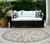 8' Round Gray and Ivory Round Damask Handmade Indoor Outdoor Area Rug