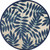 8' Round Blue And Ivory Round Floral Stain Resistant Indoor Outdoor Area Rug