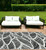 7' X 10' Black and White Abstract Indoor Outdoor Area Rug