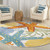 8' Round Yellow And Ivory Round Indoor Outdoor Area Rug