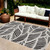 8' X 11' Black and White Abstract Indoor Outdoor Area Rug