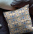 20" X 20" Brown And Blue Broadcloth Floral Throw Pillow