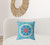 20" X 20" Blue And Red Broadcloth Floral Throw Pillow