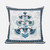 20x20 Off White Blue Black Blown Seam Broadcloth Floral Throw Pillow