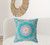 26" X 26" Blue And Green Broadcloth Floral Throw Pillow