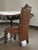 Set of Two Brown Upholstered Faux Leather Queen Anne Back Dining Side Chairs