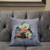 20x20 Green Orange Gray Bird Blown Seam Broadcloth Animal Print Throw Pillow