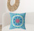26" X 26" Blue And Red Broadcloth Floral Throw Pillow
