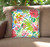 17" Green and Pink Floral Indoor Outdoor Throw Pillow Cover