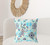 26" X 26" White And Blue Broadcloth Floral Throw Pillow