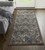 12' Ivory Blue and Brown Floral Power Loom Runner Rug With Fringe