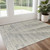 3' X 5' Ivory and Gray Abstract Hand Knotted Worn Faded Area Rug