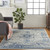 4' X 6' Ivory And Light Blue Floral Medallion Distressed Area Rug